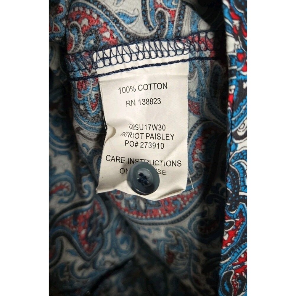 Cody James Pearl Snap Shirt Patriot Paisley Floral Western Regular Fit Teen Lg - Picture 8 of 8